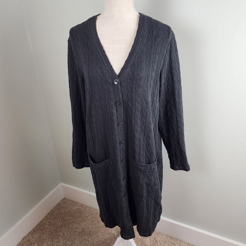 Suzanne Betro Black Lightweight Button-Front Cardigan